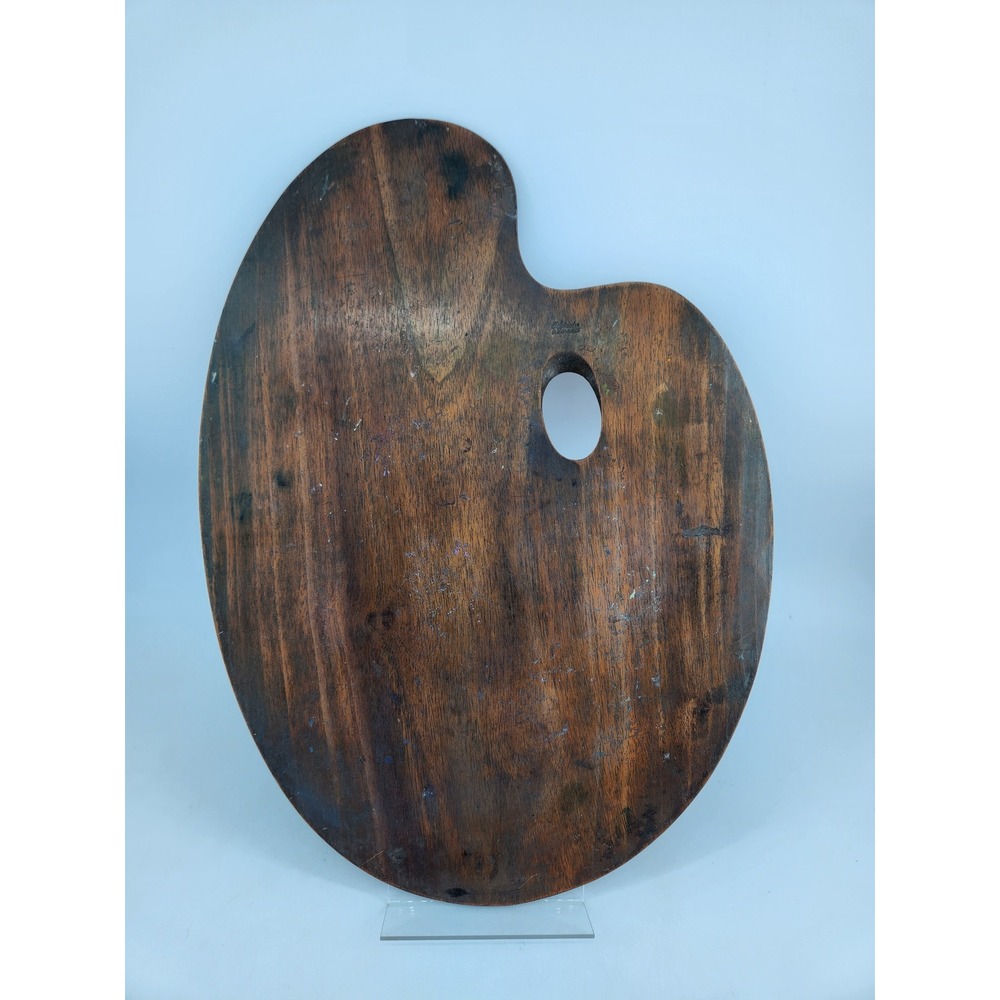Vtg J. Schroder in Darmstadt Wooden Artist Palette Brown Kidney Shape Germany